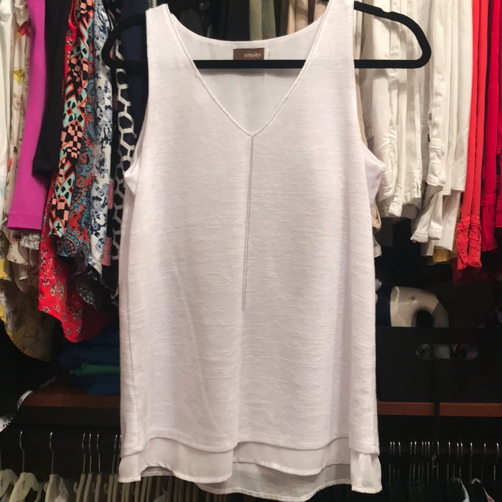 White sleeveless top